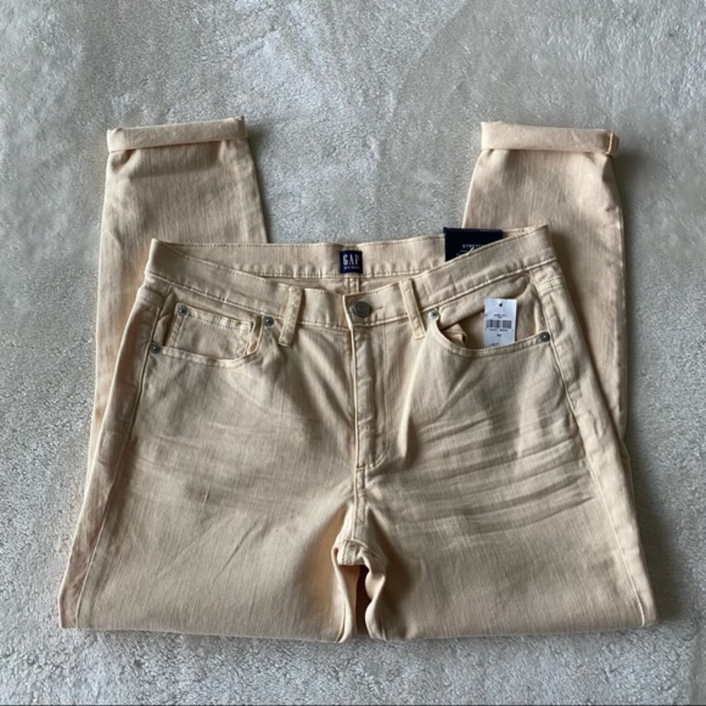 NWT Gap, light yellow mid rise true skinny stretch denim pants, size 10/30 - Picture 2 of 9
